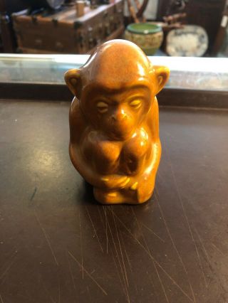 Vintage Rookwood Pottery Ape Monkey Statue Figure Baby Chimpanzee Paperweight