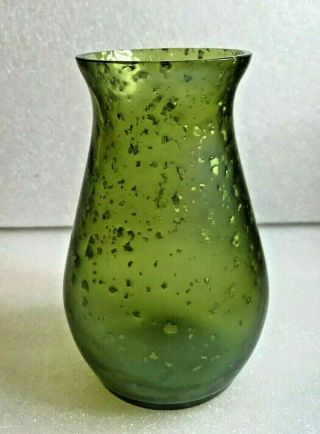 Antique Bohemian Art Glass Vase Silver Flecks 5.  5 "