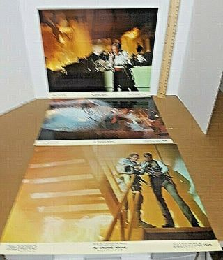 “THE TOWERING INFERNO” SET OF 3 — 8X10 PRESS PHOTOS,  LOBBY CARDS Paul Newman 4