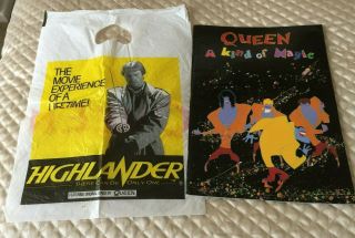 Queen Kind Of Magic Tour Programme & Highlander Bag (the Programme Came In)