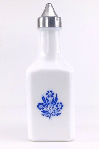Vintage Corning Cornflower Blue Vinegar Cruet Milk Glass Dispenser Bottle I330