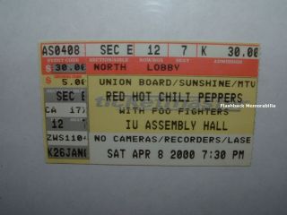 R.  H.  C.  P.  / Foo Fighters 2000 Concert Ticket Stub Bloomington In I.  U.  Rare Nirvana