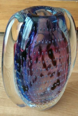 Striking Purple Art Glass Vase With Controlled Bubbles By Julien Macdonald Star