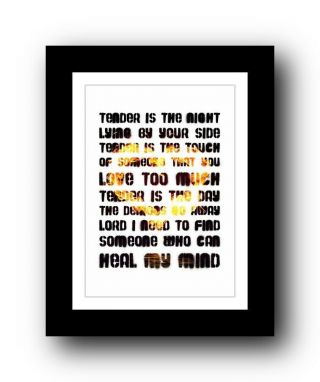 Blur Tender ❤ Song Lyrics Typography Poster Art Print