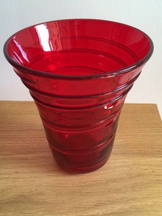 Whitefriars Ruby Red Glass Vases Ribbon Trail Design Barnaby Powell 2