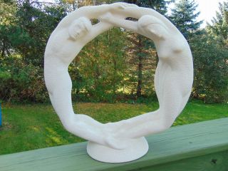 Royal Haeger Eternity Circle Of Love White Figurine Statue 15” Vtg Man Woman Usa