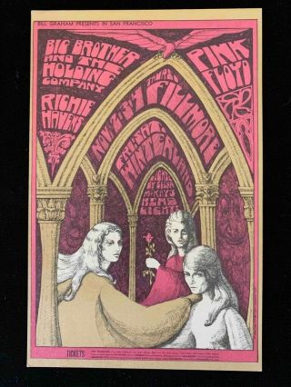 Bill Graham 91 Postcard Pink Floyd Big Brother And The Holding Co.  Nm - Bg - 91