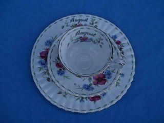 Royal Albert Flower Of The Month August Poppy Cup,  Saucer,  Plate Trio