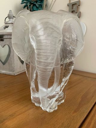 Mats Jonasson Lead Crystal Art Glass Elephant Signed Paperweight