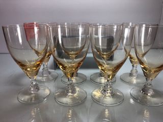 Set Of 8 Fostoria Topaz Yellow White Wine Stems 4 1/4” Tall Fairfax Type
