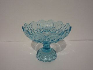 Vintage L.  E.  Smith Moon And Stars Light Blue Candy Dish