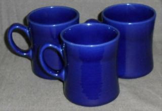 Set (3) Metlox Colorstax Pattern – Blue Color Handled Mugs Made In California
