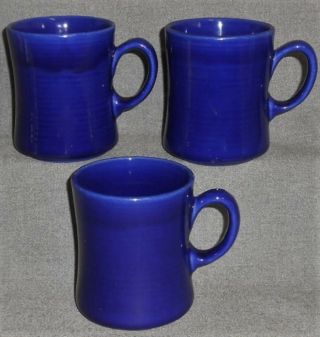 Set (3) Metlox COLORSTAX PATTERN – BLUE COLOR Handled Mugs MADE IN CALIFORNIA 2