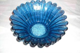 Blenko Glass Daisy Bowl Cobalt Blue