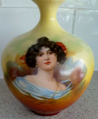 Vintage Porcelain Vase: Rh (robert Hanke) Austria: Hand Painted: Portrait