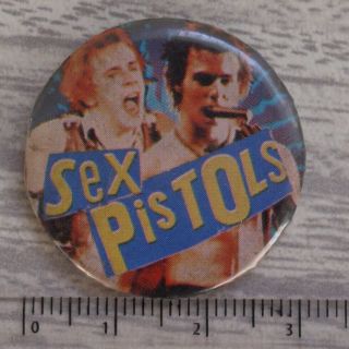 Vtg Og Sex Pistols Sid Vicious Johnny Rotten 30mm Pin Badge Punk 1970s