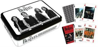 Beatles 2 Full Decks Of Cards In Display Tin Giftware Cardtin