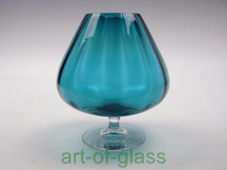 Vintage Retro 1960s Teal Blue Glass Brandy Balloon/vase