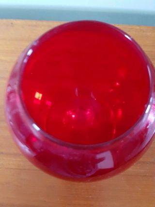 Mid century red apothecary bon bon jar glass empoli Italian chemist display dish 3