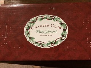 charter club winter garland Divided Dish 4