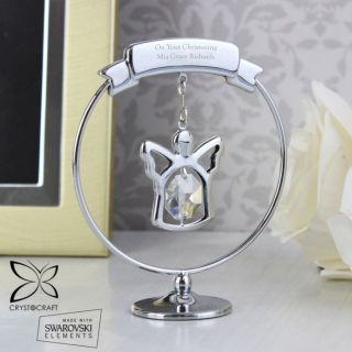 Personalised Engraved Angel Crystal Ornament Christening Memorial Gift Idea