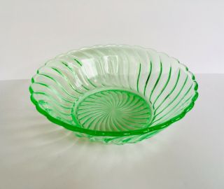 Antique Uranium Vaseline Glass Bagley Trifle Bowl Depression Registration Number 4