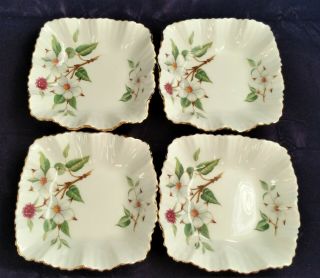 Vintage Hammersley Bone China Square Butter Dishes Made In England Set Of 4
