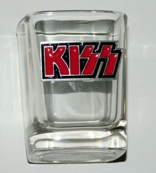 Kiss Band Raised Metal Enamel Logo Square Shot Glass Barware 2008