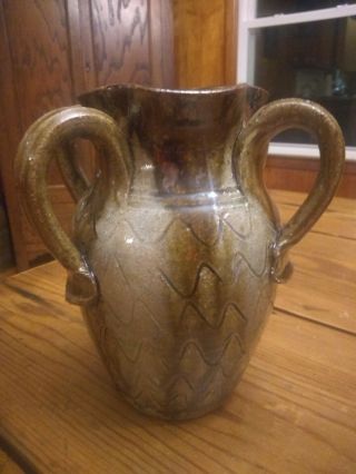 Michael Ball Catawba Valley North Carolina 4 Handled Folk Pottery Vase $1 Start