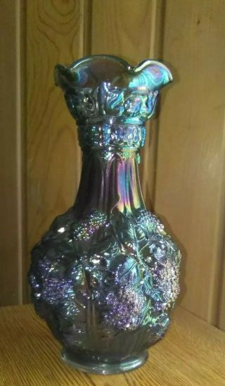 Vtg (ig) Imperial Carnival Glass Rainbow Vase Loganberry Grape Smoke Iridescent