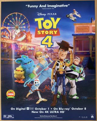 Toy Story 4 Dvd Movie Poster 1 Sided Mini 22x28 Disney Tom Hanks