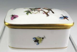 Vintage Herend Hungary Rothschild Bird Gold Gilt Porcelain Trinket Box Nr Sms