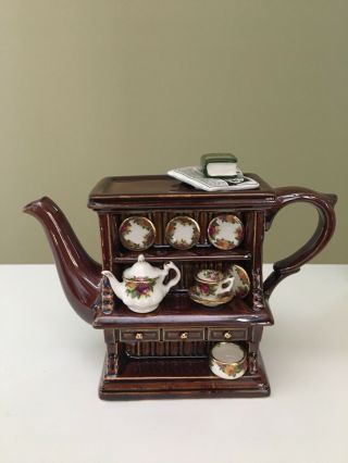 Paul Cardew Old Country Roses Hutch Cabinet Mini Teapot