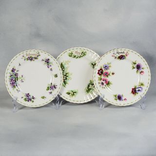 Set Of 3 Royal Albert " Flower Of The Month " Salad Plates