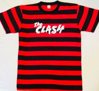 The Clash Stripe Black/red T - Shirt Mens All Size S - Xl Punk