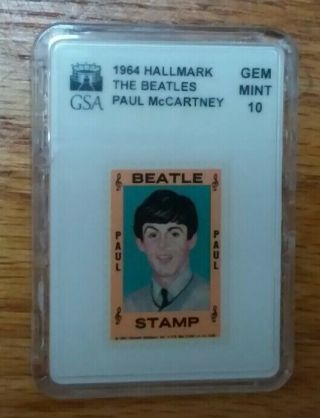 1964 Hallmark Beatles Stamp Gsa Slabbed Graded Gem 10 Paul Mccartney