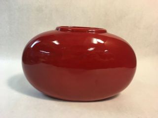 Vintage Haeger Large Red Oblong Rounded Oval Glazed Ceramic Vase / Planter
