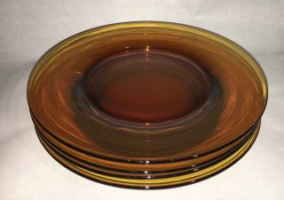 Set Of 4 Amber Glass Salad/dessert Plates -