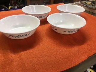 Four (4) Corelle Blue Cornflower Cereal Bowls.  6 ".