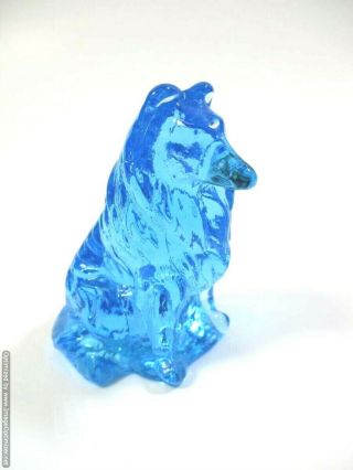 Mosser Collie / Sheltie Light Blue Glass Dog Figurine Paperweight