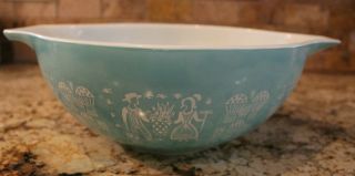 Vtg Pyrex Amish Butterprint Turquoise Cinderella 444 Nesting Mixing Bowl - 4 Qt