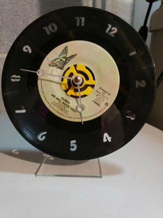Vintage Queen Lp We Are The Champions 7 " Record Clock Rare Retro Freddie Mercury