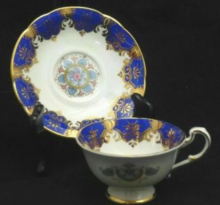 Cobalt Blue Gold Tea Cup & Saucer Paragon Appointment To Her Majesty The Queen