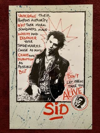 1987 Vintage Sid Vicious Poster Sex Pistols Punk Alive