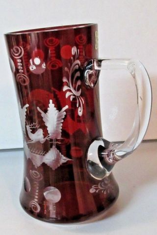 Czech Republic RUBY RED EGERMANN Crystal Mug 6 1/8 