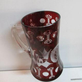 Czech Republic RUBY RED EGERMANN Crystal Mug 6 1/8 