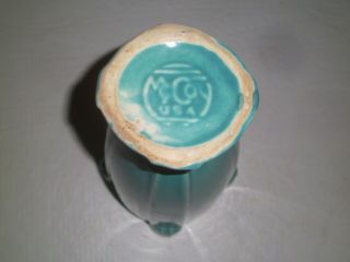 Vintage McCoy Art Deco Turquoise Green Glossy Vase 9.  25 Scroll over 1940 ' s USA 5