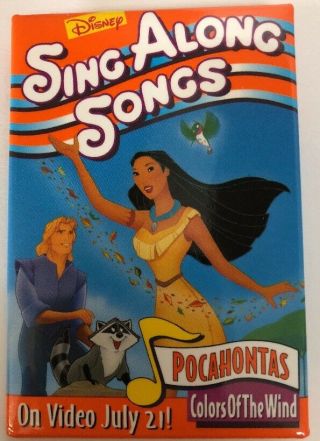 Vintage Walt Disney Pocahontas Sing Along Songs Promotional Advertising Pin (t7)