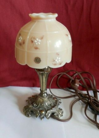Westmoreland 9 " Hand Painted Artist Signed Glass Electric Lamp
