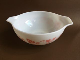 Vintage Pyrex White & Pink Gooseberry 443 Cinderella Mixing Bowl 2/12 Quart